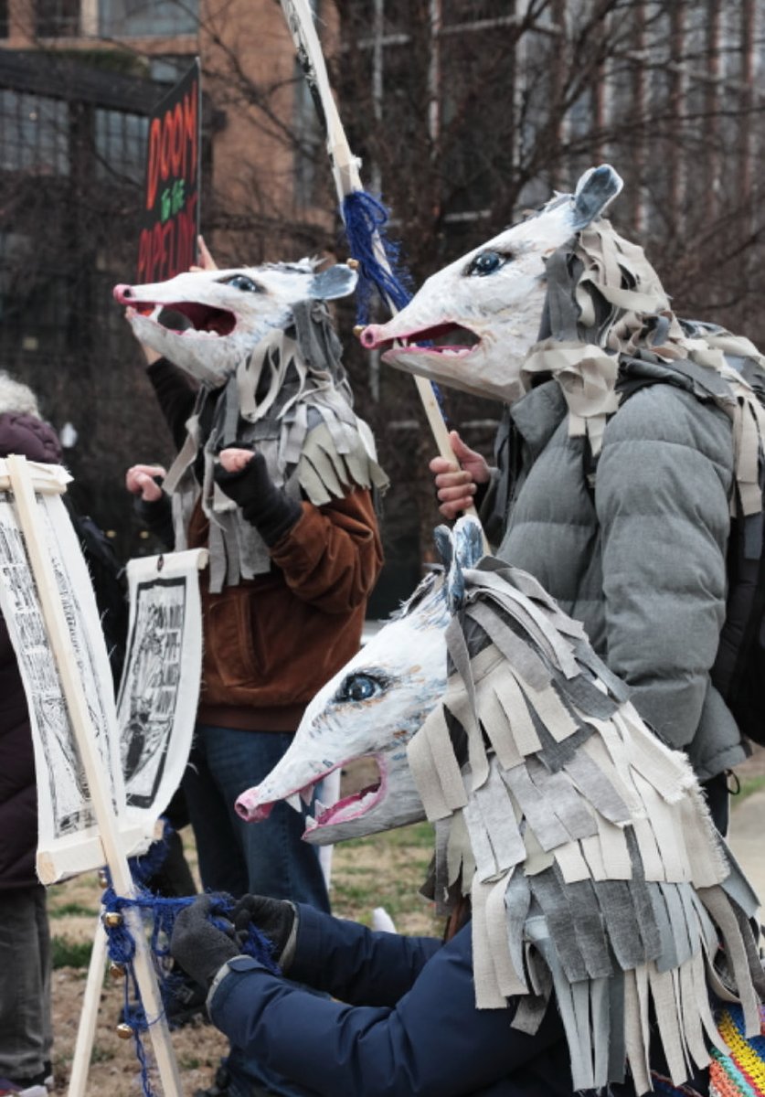ThirdActVa's tweet image. Some possums and Third Actors took the fight against the MVP to DC’s Washington Gas, which owns 8% of the doomed pipeline. ⁦@stopthemvp⁩