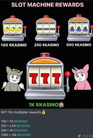 bakkeco's tweet photo. @R89Capital Love making tons of bets? How about for free? We're giving out free $KASINO over @kasinocoin!

NFTs give 10x payouts! 🔥 $SOL $WYNN $WEN $WUT #Stake #gambling #memecoin #solana #SolanaGiveaway https://t.co/2Y2j68RHsT