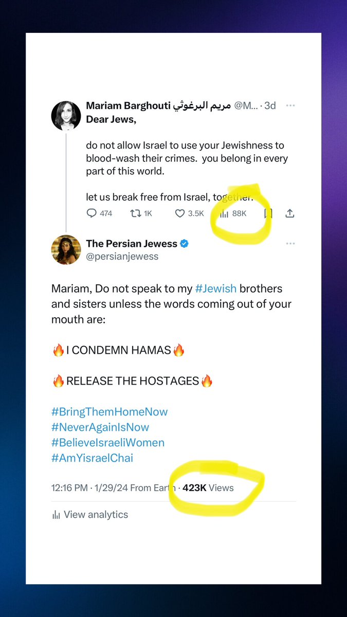 persianjewess's tweet image. Mariam, The #Jewish people heard what you had to say. And they think you can go F*ck yourself…#RATIOED 

Go cry about it to your terrorist daddy…

#AmYisraelChai 
#BringThemHomeNow
#HamasRapists