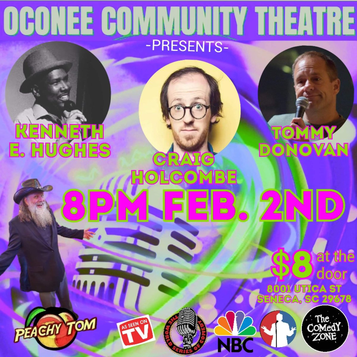 Looking forward to another GREAT show at the Oconee Community Theater with Craig Holcombe, Kenneth Hughes, and Peachy Tom!!!See you Friday night at 8pm!!!
.
.
.
#standup#standupcomedyshow #comedyshow #livestandup #livecomedy #clemsonsc #senecasc  #upstatesc #upstatescevents