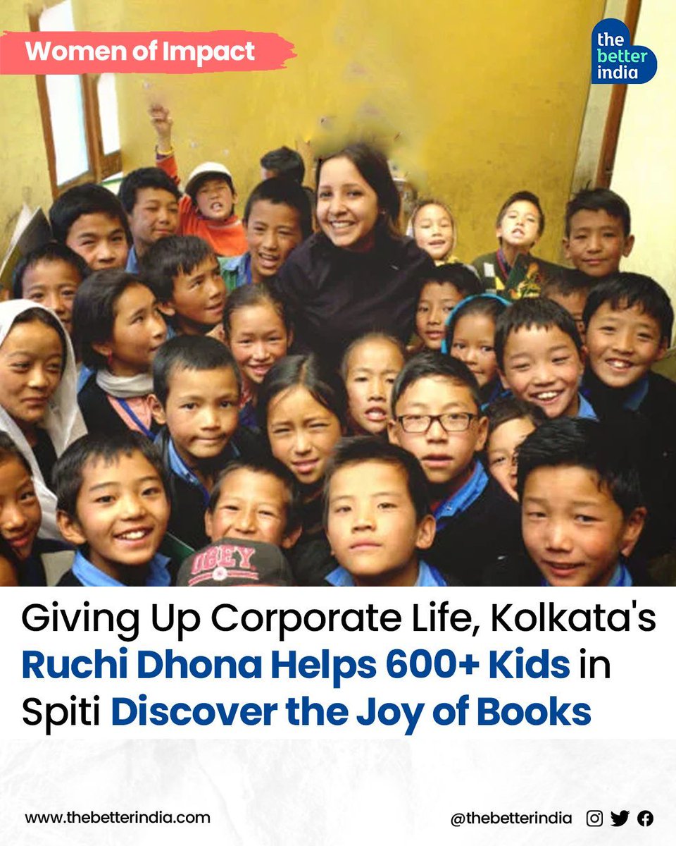 “There was barely a single bookstore in Spiti, and I saw teachers and children value the books we had given them,' says Ruchi Dhona, who started by setting up a small #library in the region.

#HeroesOfHumanity #GoodDeeds #Education #HimachalPradesh #TheBetterIndia