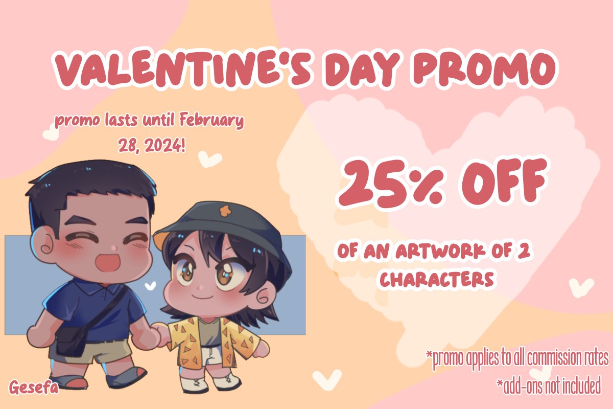 Get an artwork of you and your loved one or your fav ships for 25% off! 🩷🩷🩷
#commissionsopen #ValentinesDay