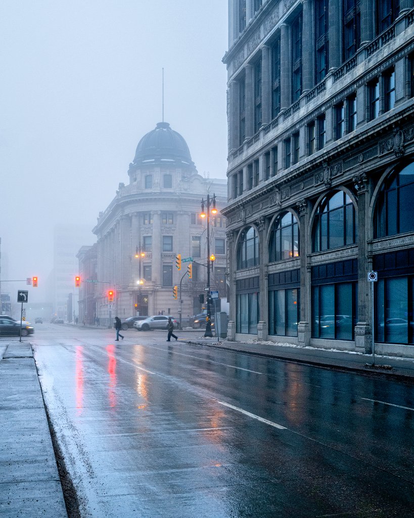 Fog this morning at one of my favourite spots downtown. #Winnipeg