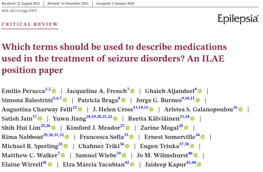 Language matters! ILAE officially endorses the term 'antiseizure medication' (ASM) over antiepileptic drug (AED) because ASM more accurately describes the symptom-targeting nature of the medications onlinelibrary.wiley.com/doi/full/10.11…
