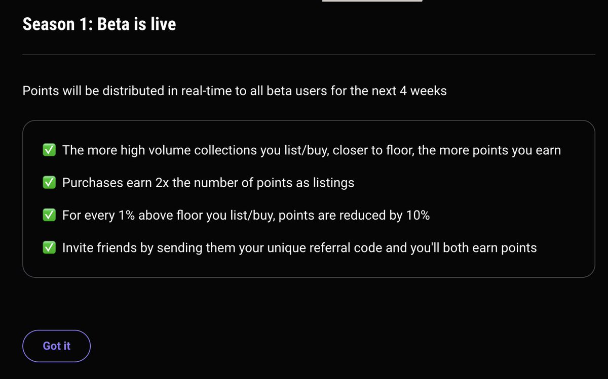 mooncat2878's tweet photo. Ok a new NFT marketplace just scratched the surface and the cat is ready to go to @kreatorhood 

First of all, joining through a ref gives you 10% more points, would be honored to have you join through mine -> https://t.co/dROYp5ab1D

So let me dive into this in depth a little..

There isn't a lot public, but I have been talking to the team privately and was able to fire my questions at them and so far I really loved what I heard from them.

We have seen marketplaces like @LooksRare and @blur_io do really well monetary but also in improving this space.

I will share more with all of you in a thread later on, but for now going to keep this basic.

So we are now used to 'Points' in this space and for Kreatorhood it's no different, the upcoming 4 weeks you can earn points in the beta.

In the image below you can see the rules, which are quite familiar to other marketplaces. What I really like is purchases earn 2x the number of points as listings.

The fun thing is the Discord is just 1 day old and still under 100 members, so it's really small and when something is really small, you tend to be early.

So far we have had @Anonymoux2311 talk about it and we have seen @pranksy joining as an advisor, which to me are great signs. When I look at the people that I follow, following them that for me is always a great indicator if people are looking at it, and boy did I see some big names there. Just to name a few @osf_rekt @rektmando @Zeneca @OGDfarmer @tropoFarmer and so on.

So what I am going to do for now is to use the platform and list some NFTs and make some purchases. It seems like right now is the sweet spot to farm this.

I will share more later on after I talk more to the team, etc.

For now join the ranks and fun over here:  https://t.co/dROYp5ab1D