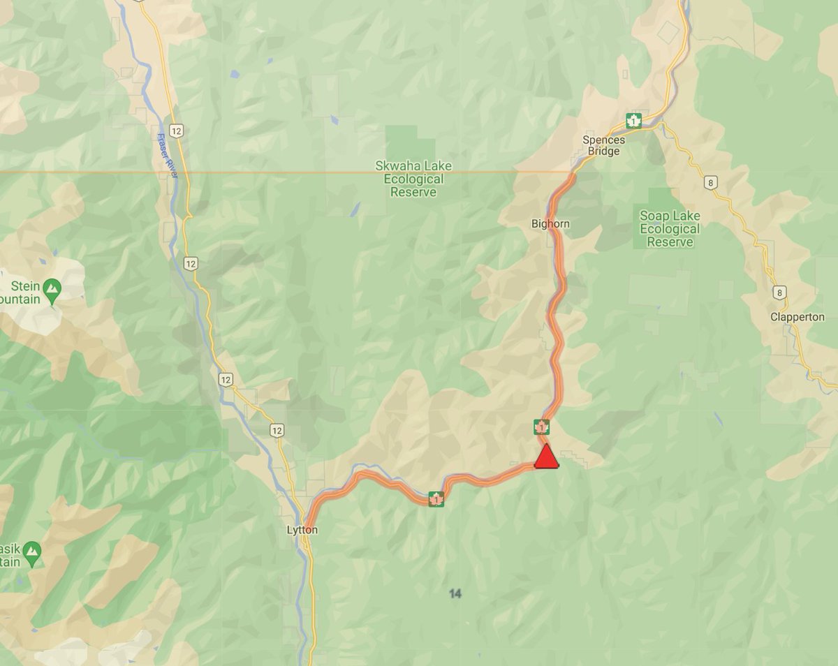 DriveBC's tweet photo. ⚠️UPDATE / REMINDER - #BCHwy1 The highway has reopened to single lane alternating traffic between #Lytton and #SpencesBridge after being closed due to flooding and debris on the road. Watch for crews and obey signage. Expect delays. #FraserCanyon

ℹ️Info:
https://t.co/sph45OFyJ9 https://t.co/lI2AXMlbqF