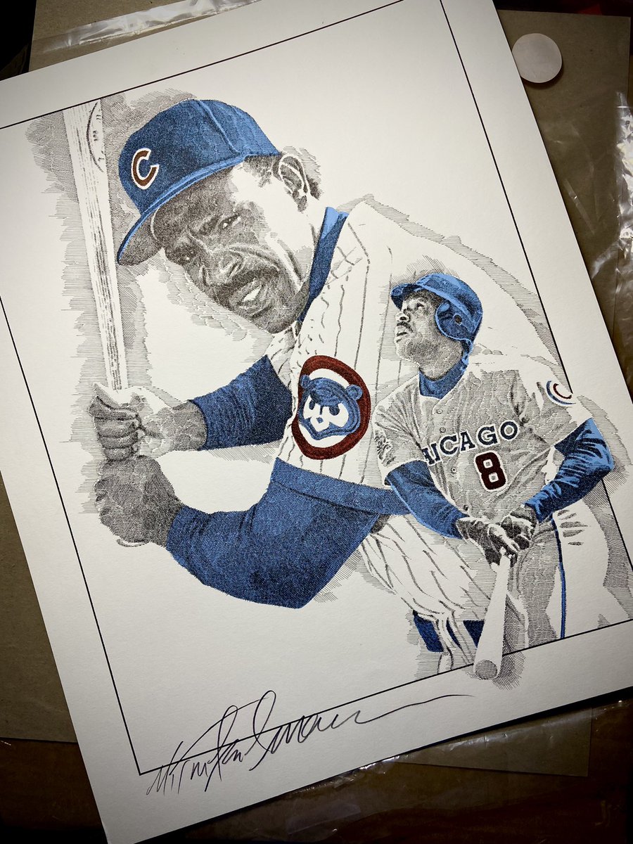 I want to thank my fellow artist friend @EvansSlayton for this wonderful gift, a gorgeous illustration made by #MurrayTinkelman, who was Slayton’s teacher in college and a famous American artist. I’m absolutely blown away! My Andre ❤️ #baseball #baseballart