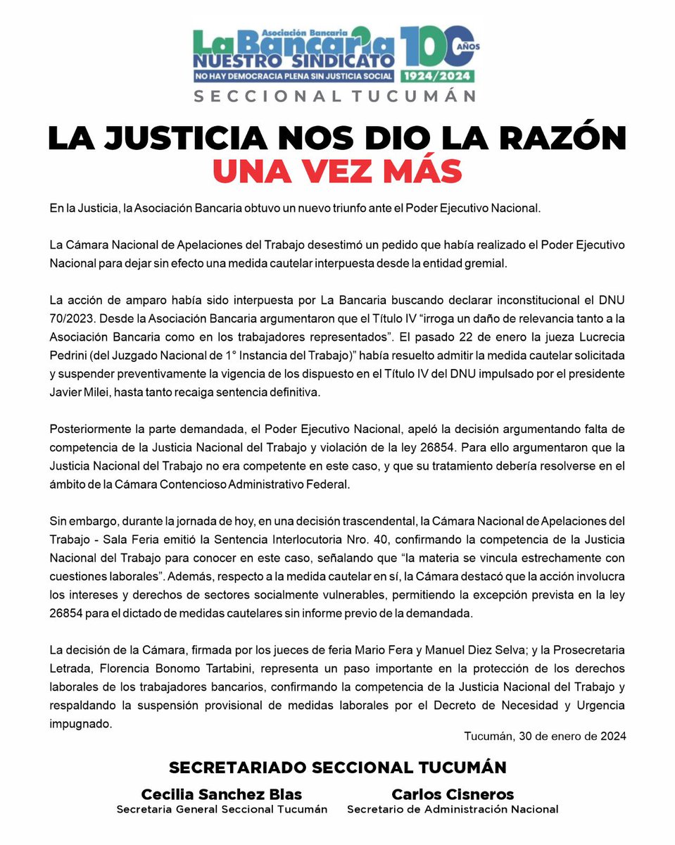LA JUSTICIA NOS DIO LA RAZÓN UNA VEZ MÁS