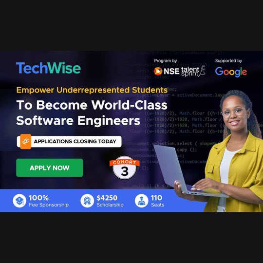 cau_curc's tweet image. Hey Panthers! Friendly reminder: TechWise, a 100% Google Sponsored program for underrepresented students, deadline is today at midnight. Don&apos;t miss out! Apply now!

mc.talentsprint.com/links/BidHAlBh…