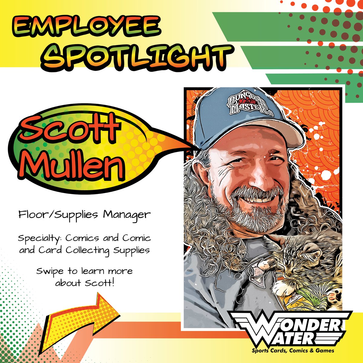 WonderWaterSpts's tweet image. It's #employeespotlight day! Meet our Floor/Supplies Manager, Scott Mullen!
#comicbookstore #cardstore #collectors