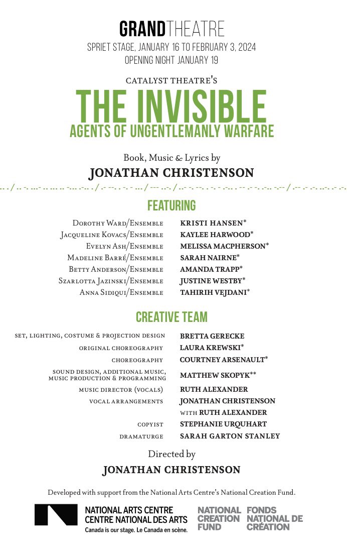 Road trip to @TheGrandLondon for @CatalystYEG THE INVISIBLE: AGENTS OF UNGENTLEMANLY WARFARE, a sexy genre-busting bold new musical written and directed by Jonathan Christenson. Totally worth the drive to London ON.

grandtheatre.com/event/the-invi…