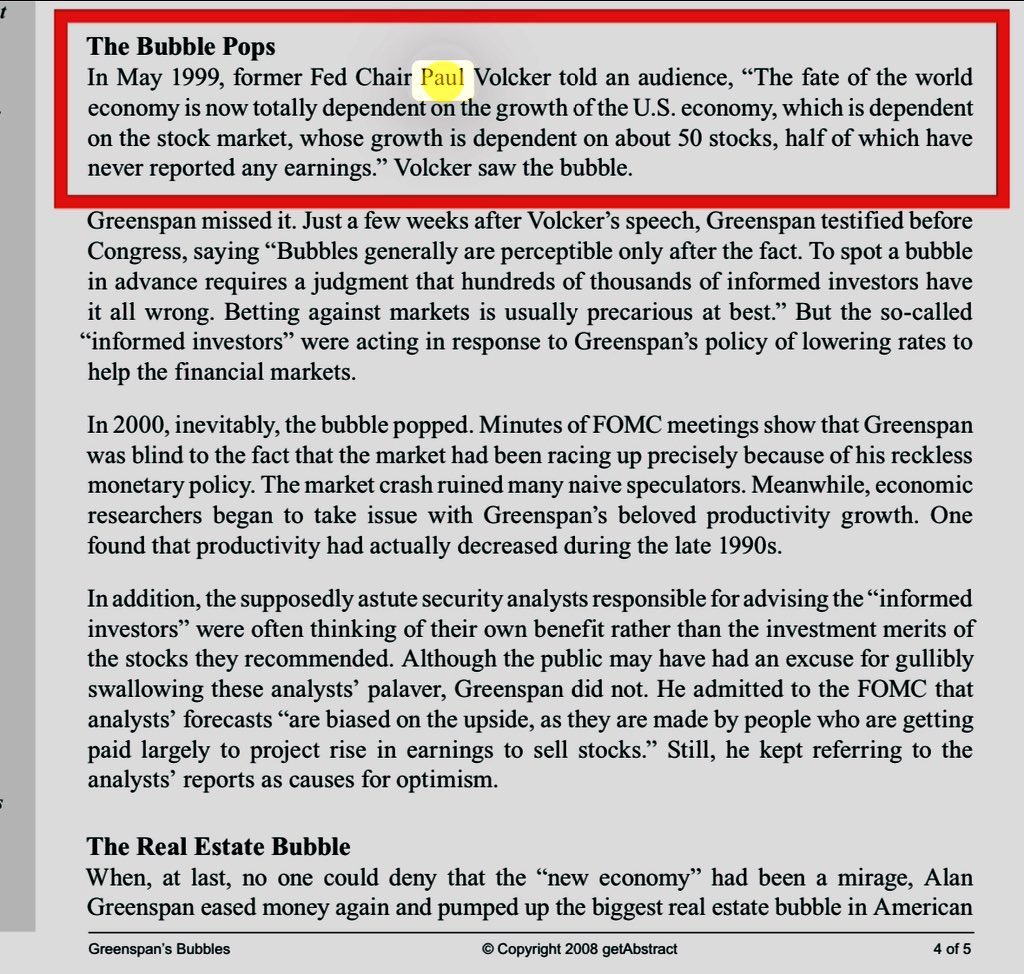 GregCrennan's tweet photo. @SamanthaLaDuc As Paul Volcker said in 1999
“The fate of the world economy is now totally dependent on the growth of the US economy, which is dependent on the stock market , whose growth is dependent on 50 stocks.”
Today it applies, but instead of 50 stocks it’s now 7. https://t.co/hSV2RRcjFN