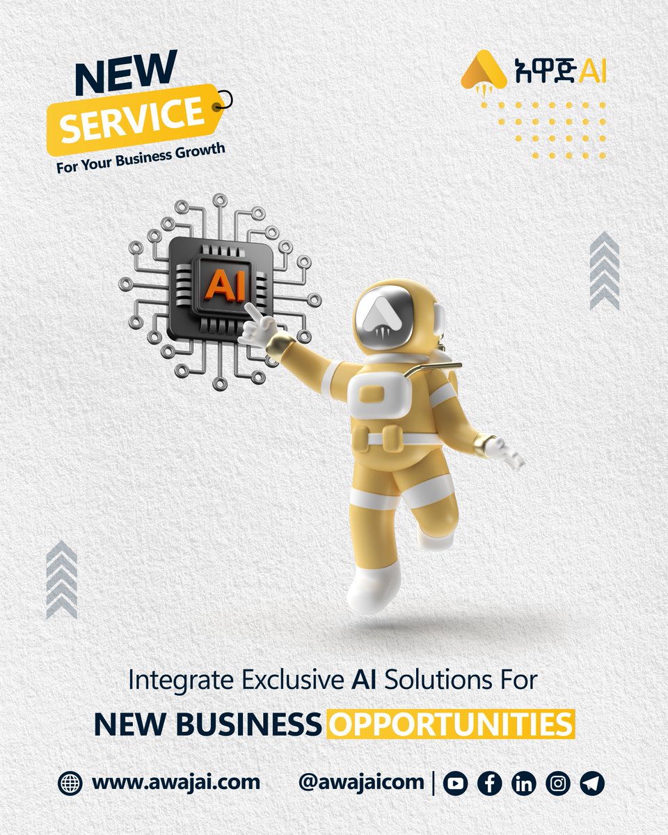 awajetcom's tweet photo. Unlock the Future: AI-Powered Opportunities Await.
Forget chasing trends, create them. Integrate exclusive AI solutions and unleash a wave of revolutionary possibilities. From personalized marketing to predictive analytics, AI is your key to dominating new markets.
#AwajAI #AI https://t.co/IhDu6kjGvz