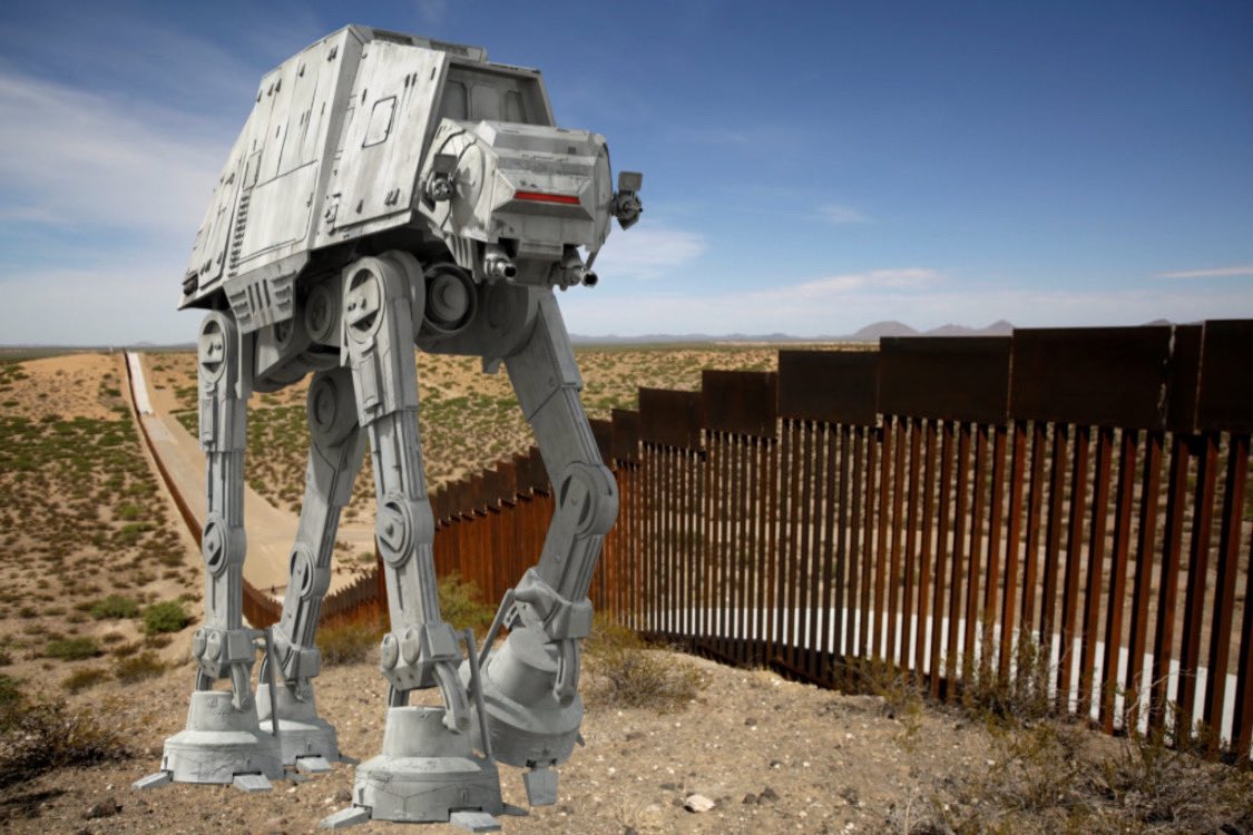 USMiniTru's tweet photo. 🚨BREAKING: Trump up 20 points in polls after announcing "Day One Executive Order" to deploy AT-ATs along southern border. https://t.co/Sir0sRp68D