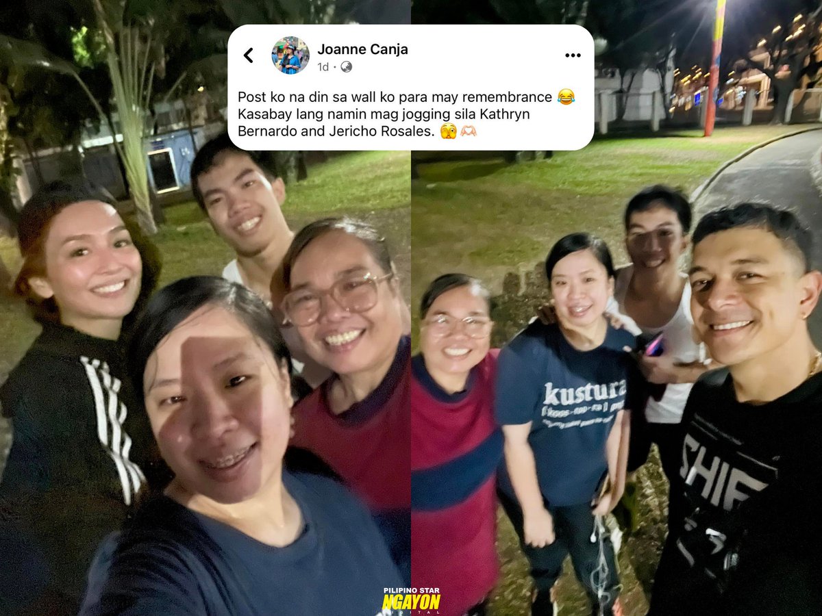 psngayondigital's tweet photo. JOG WITH KATH AND ECHO 🏃

Ibinahagi ng netizen na si Joanne Canja sa social media ang ilang photos kasama ang mga aktor na sina Jericho Rosales at Kathryn Bernardo matapos nila itong makasabay mag-jogging. https://t.co/5us66YyyKY