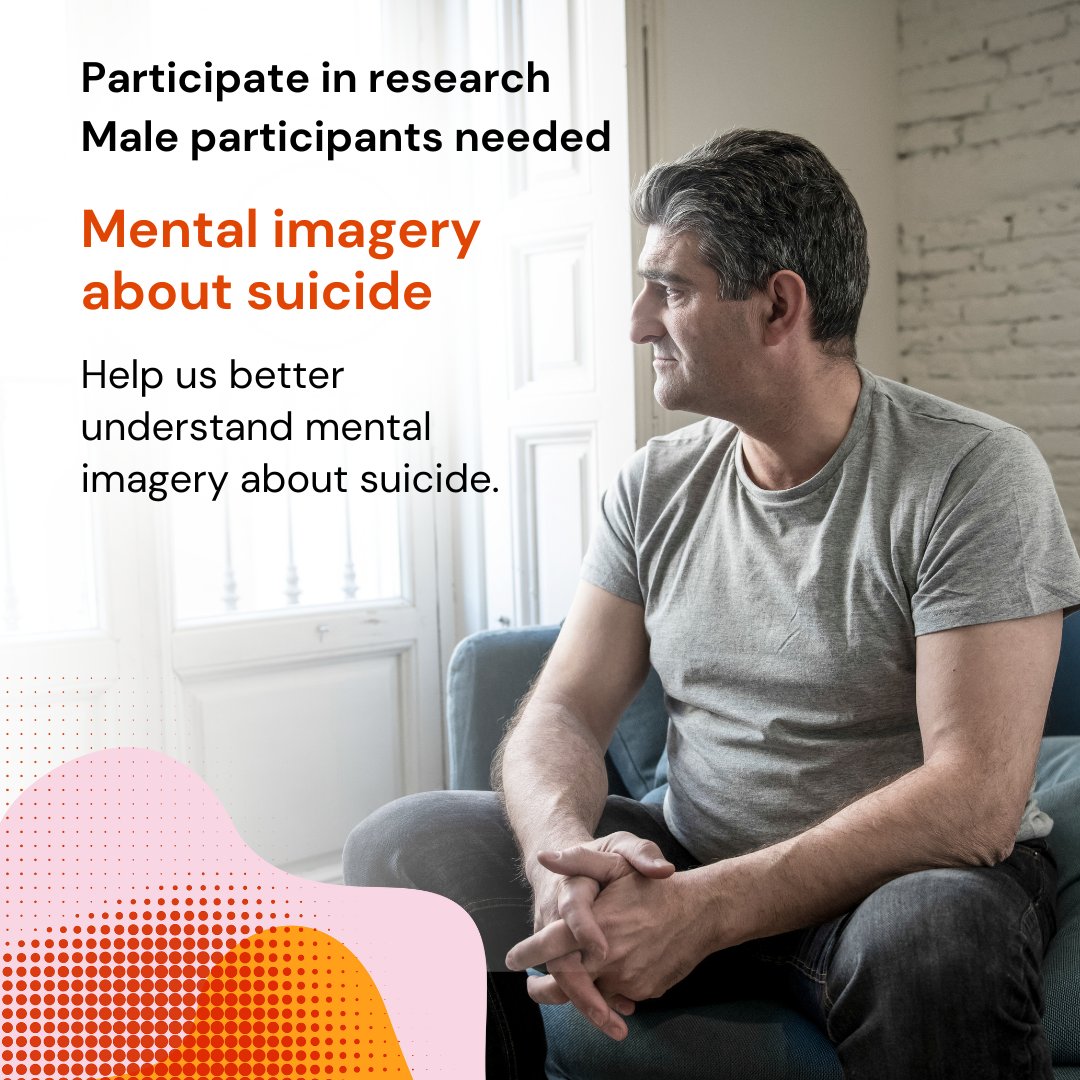 Are you a #male who has experienced mental images about suicide? Share your insights to help us develop an intervention to help people manage these images 👉 bit.ly/3SawKbC This project (HC230455) has been approved by the UNSW Human Research Ethics Committee.