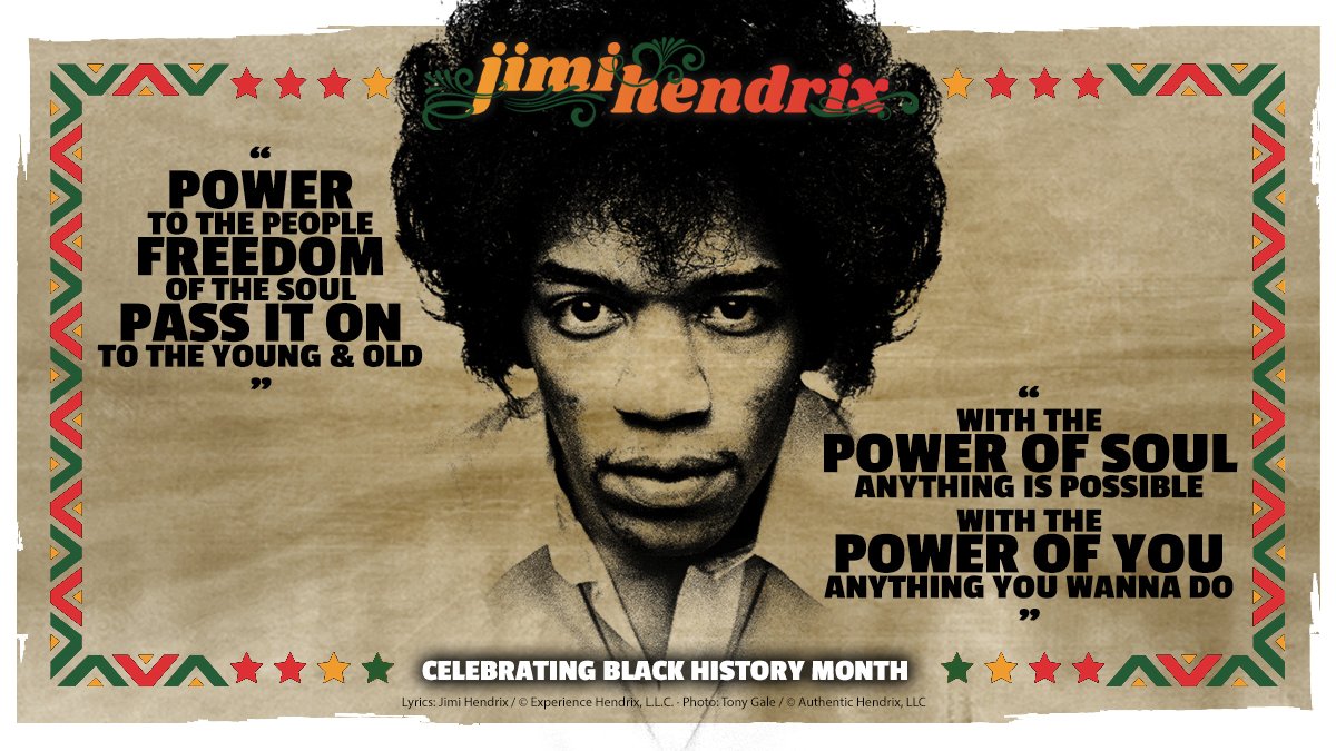 JimiHendrix's tweet image. “
POWER TO THE PEOPLE
FREEDOM OF THE SOUL
PASS IT ON TO THE YOUNG &amp;amp; OLD
”

#JimiHendrix #BlackHistoryMonth