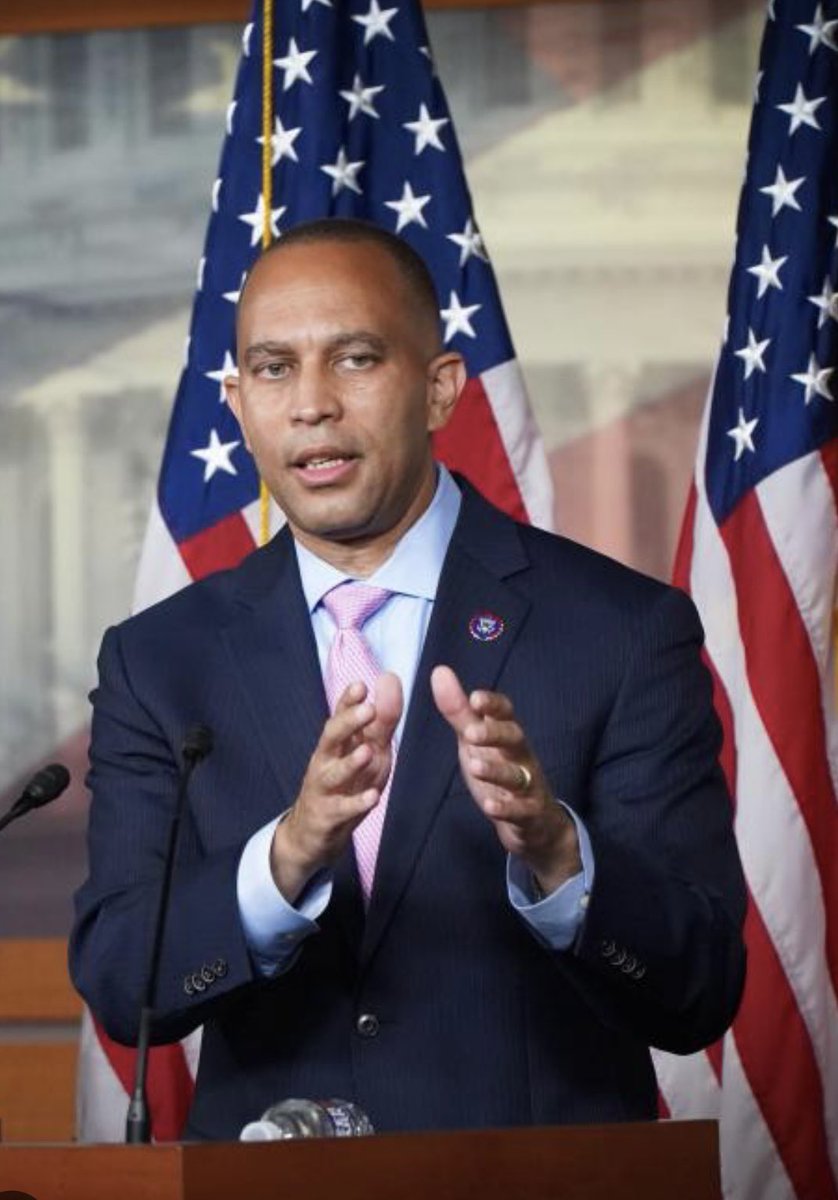 AZ_Brittney's tweet photo. Hakeem Jeffries says House Democrats will never stop working to improve the economy.

Extreme MAGA Republicans are wasting time on a fraudulent impeachment and political stunt.

Drop a ❤️ and Repost if you support the House Dems and future Speaker Hakeem Jeffries! https://t.co/S0V6wBxmoL