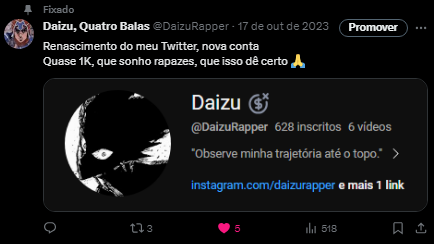 DaizuRapper's tweet photo. QUEM DIRIA, NÃO É MESMO? https://t.co/tSNCqPDDQF
