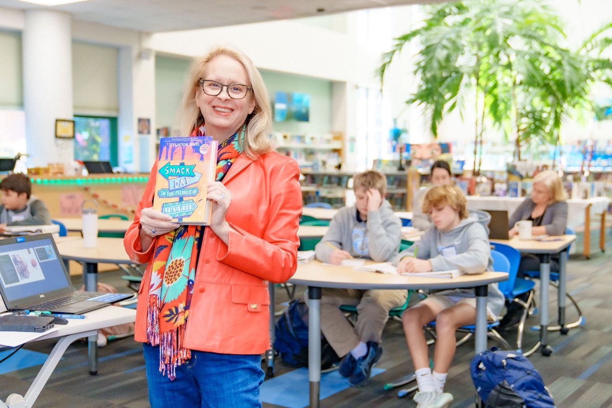 stephensread's tweet photo. What an amazing day with author Jo Hackl at CCES Middle School! She will work with a class of 6th graders on creative writing tools for the next 4 weeks.@JoHackl https://t.co/U6zSSrcytR
