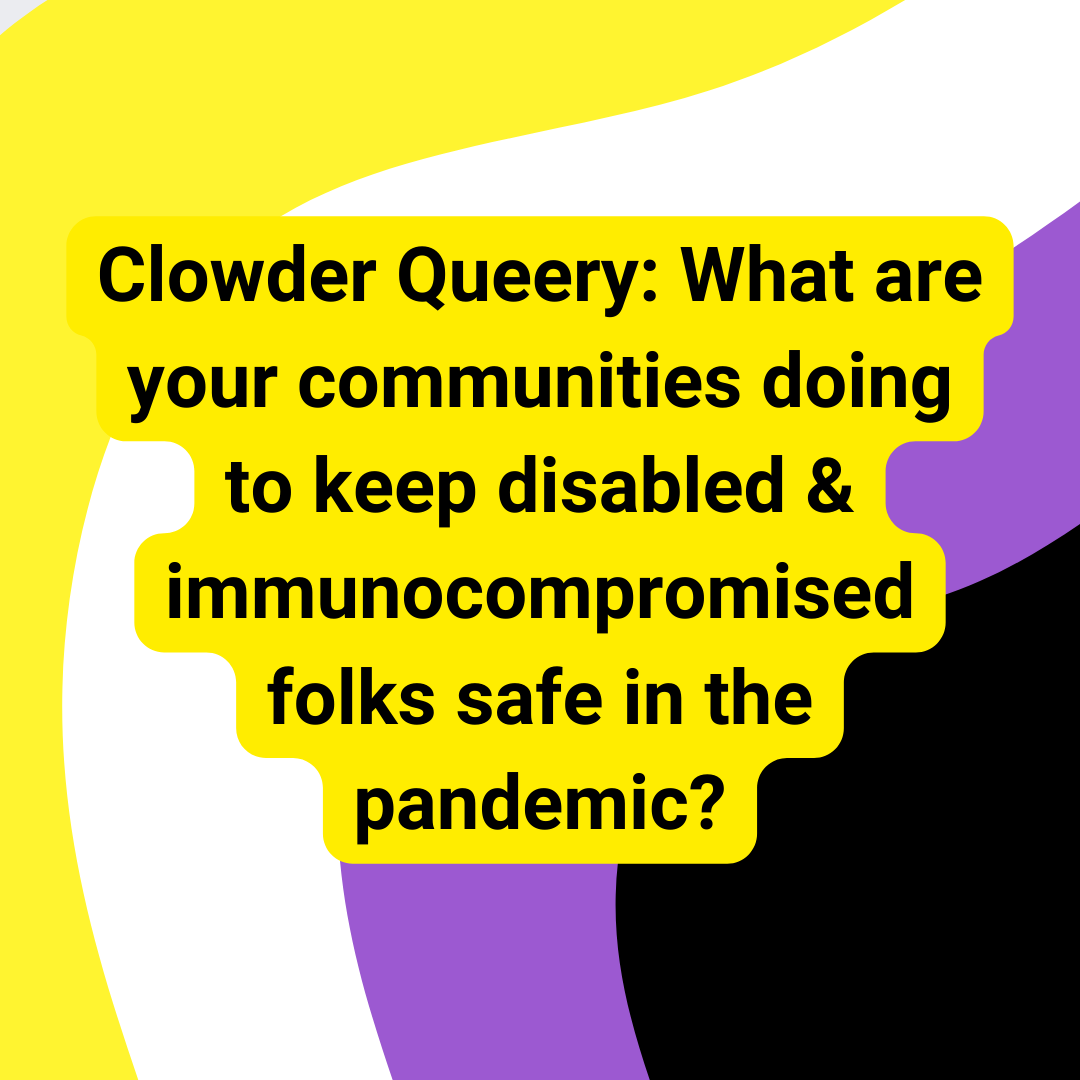 Did y'all enjoy the interview with Sona yesterday? Here's the Clowder Queery to discuss and share! Watch for edited versions of the stream on Youtube and podcast platforms this Friday!

#TransPodcast #CovidSafe #DisabilityJustice