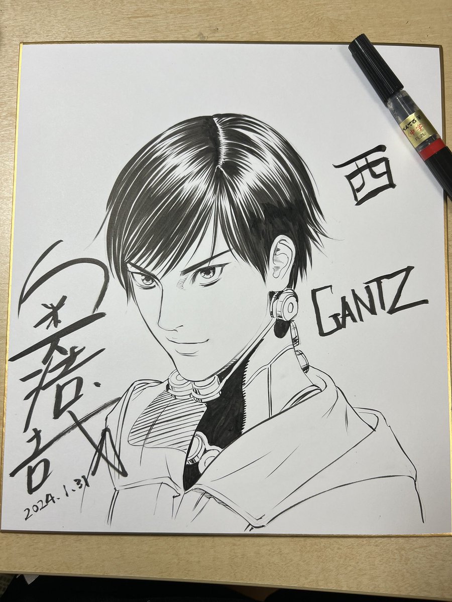 色紙描いた。西は久しぶり