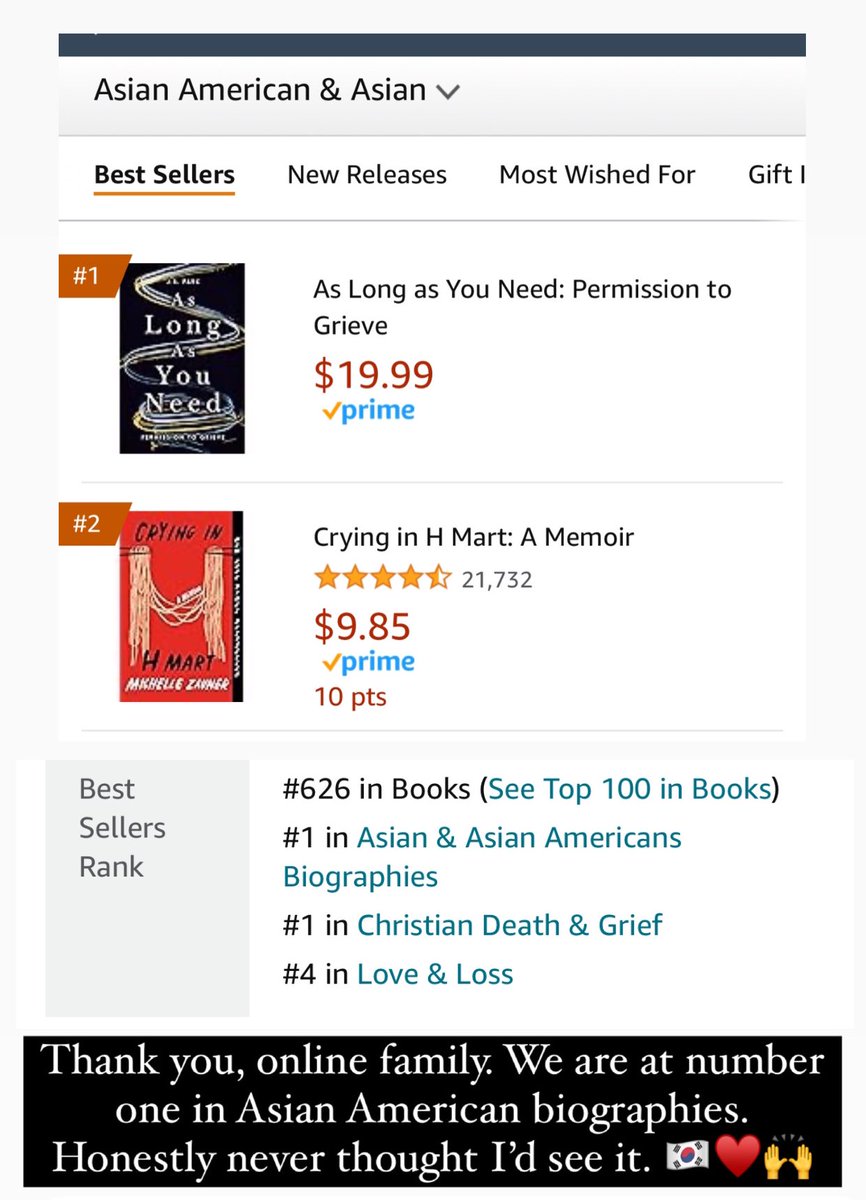 Thank you, online family. We are at number one in Asian American biographies. 

Honestly never thought I’d see it. 🇰🇷♥️🙌 #thankyou #AAPI #KoreanAmerican #chaplain

AsLongAsYouNeedBook.com