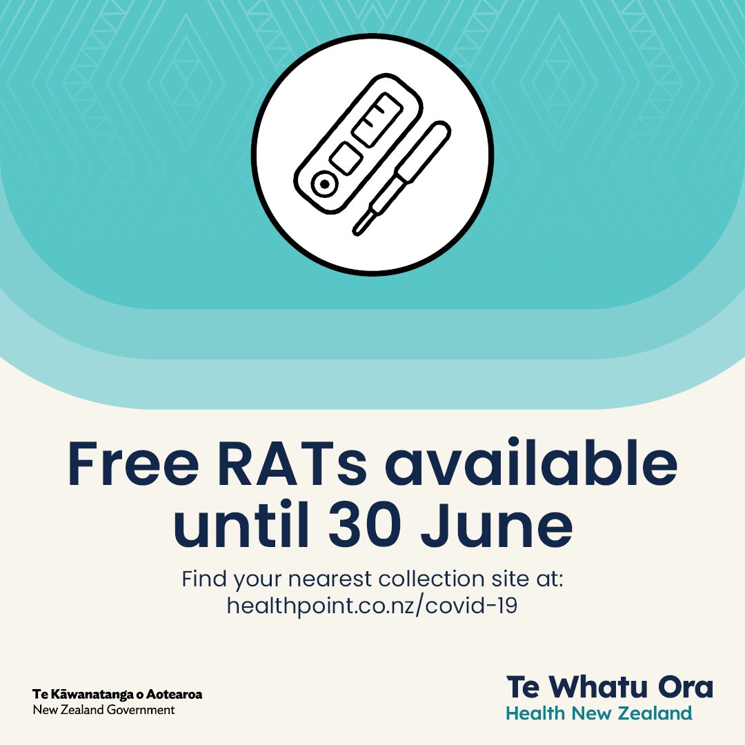 RATs will continue to be available for free until 30 June 2024. Read more: tewhatuora.govt.nz/whats-happenin…