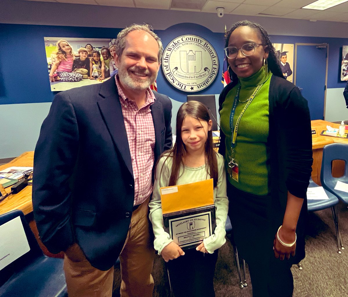 M_McKinley30's tweet image. CONGRATULATIONS to our @BrentwoodMESE Spotlight Student who was recognized at the WCPSS Board Meeting this evening! ✨