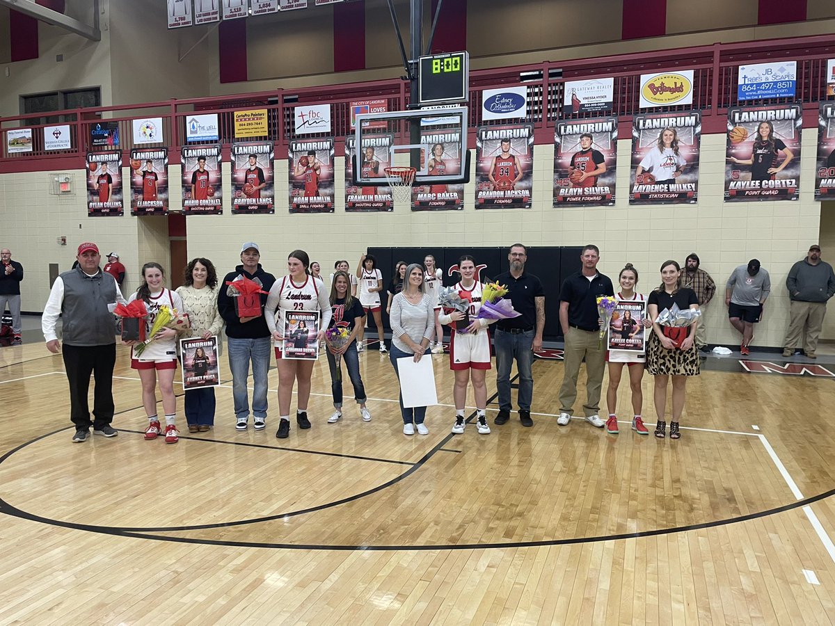 LandrumGBB's tweet image. What a Senior Night!  Lady Cards beat Blacksburg 77-46 to move to 7-1 in the Region and 19-3 overall on the season.  Proud Coach!  #TTEYG #Goals @LandrumCards @SCBCA