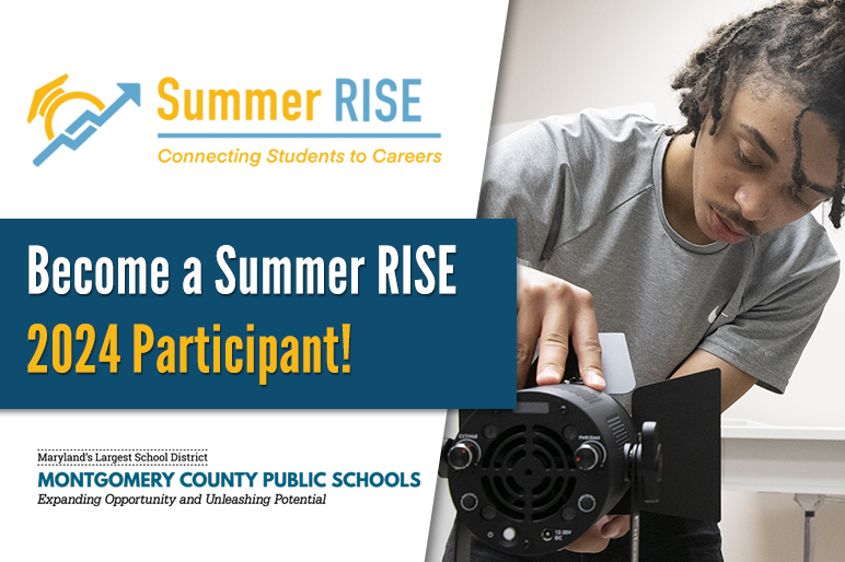 Summer RISE is back on the move with visits to <a href="/Coach_BMarsh/">Bryon Marshall</a> &amp; <a href="/PB_CareerCenter/">Paint Branch College & Career Center</a> tomorrow. Stop by to learn more about the program, what participation can do for you, and how to register.