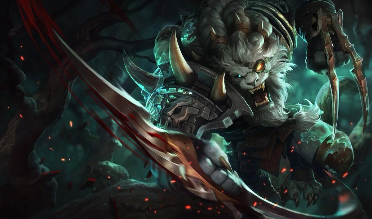 Spideraxe30's tweet photo. Rengar nerfs:
- Base health reduced from 620 to 590
- Q AD ratio increased from 100% - 120% to 100% - 115%
- Empowered Q AD ratio reduced from 140% to 130% https://t.co/hI2uALcgSn