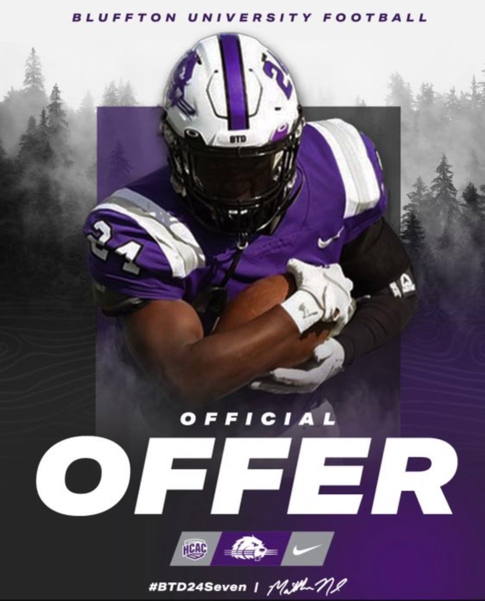Hutchins76_TJ's tweet photo. Blessed to receive my first offer form the University of Bluffton #GoBluffton @RockmartJackets @coach_shank05 https://t.co/C22k0GyUaR