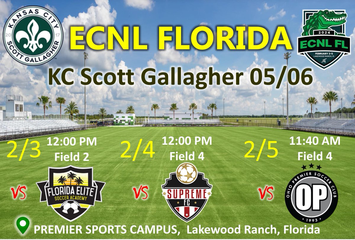 Looking forward to a great weekend at ECNL Florida!