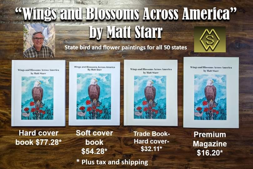 I am excited about my new book, “Wings and Blossoms Across America.”  blurb.com/user/mattstarr…
#mattstarrfineart #gift #giftideas #art #BlurbBooks #book #books #nature #bird #birds #flower #flowers #animals #wildlife #magazine #wings #blossoms #WingsandBlossomsAcrossAmerica