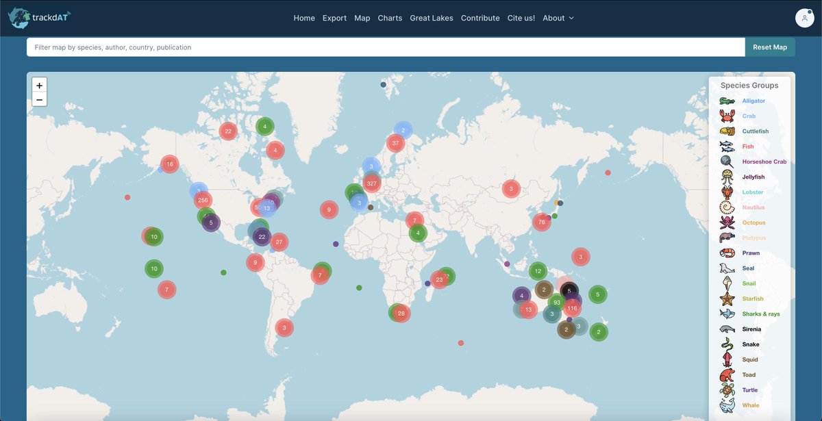 We’re live! Come check out TrackdAT, our open-access data portal hosting detailed info from over 2500 published acoustic telemetry articles👇🏽 trackdat.org