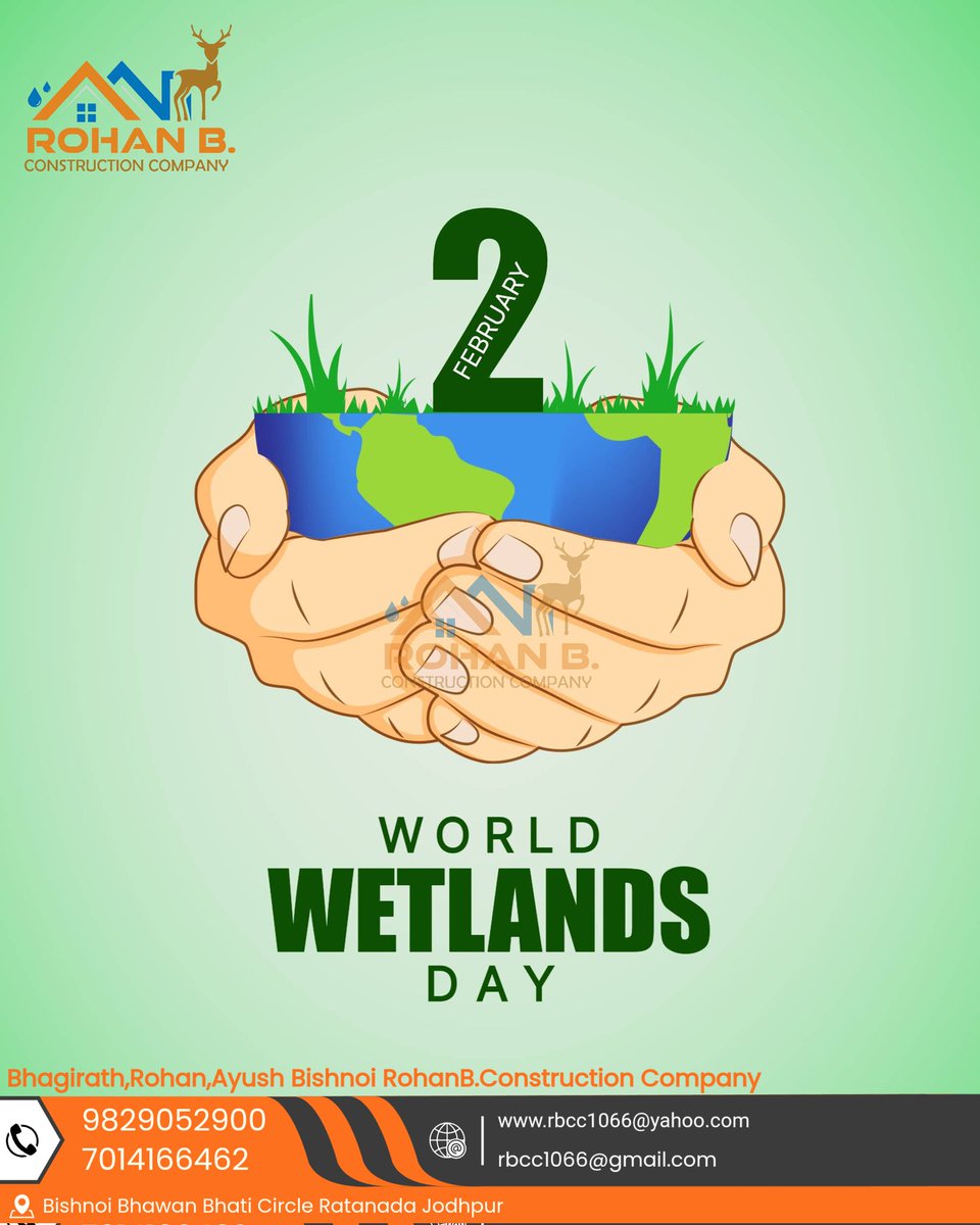 Greetings from Bhagirath,Rohan,Ayush Bishnoi RohanB.Construction Company  
 #worldwetlandsday #conservation #biodiversity #environment #water #sustainability #nature #groundwater #ecosystems #watertesting #worldwaterday #cleanwater #future #wetlands #wetlandsconservation