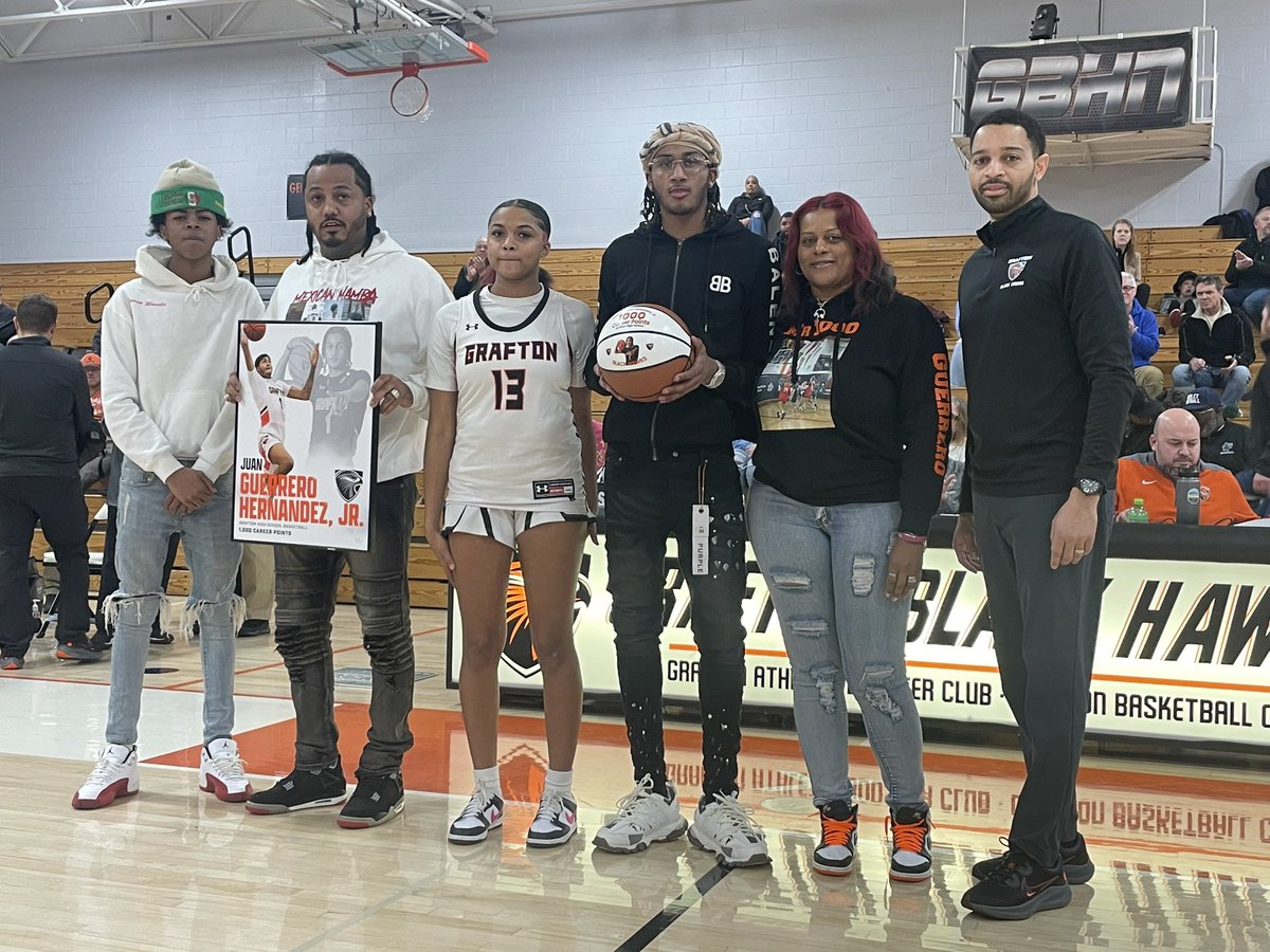 Prior to tonight’s contest vs. Nicolet, GHS honors Juan Guerrero Hernandez Jr. on becoming the latest member of the school’s 1,000 point club. #BlackHawkpride
