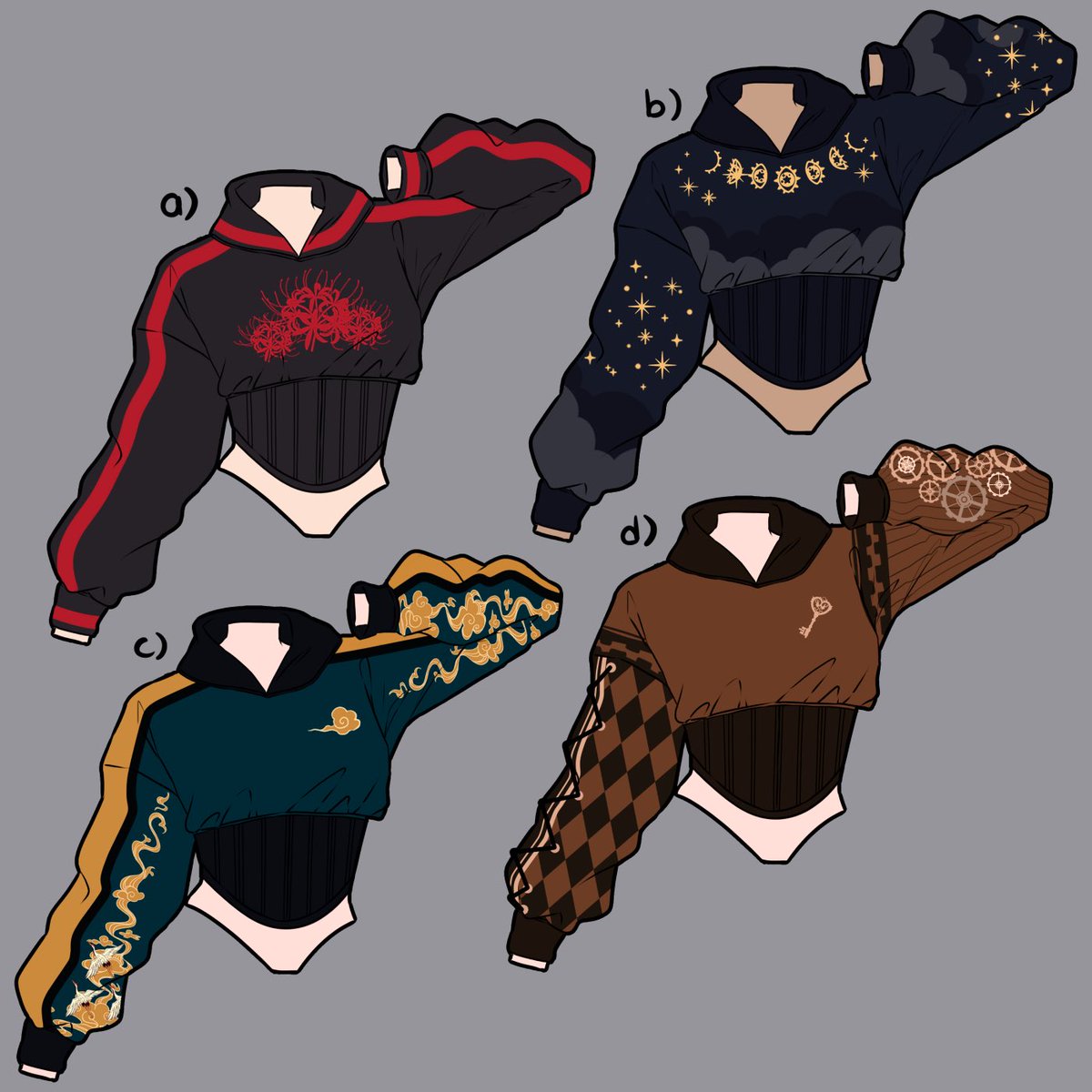 NyahalloShop's tweet photo. Corset hoodies for when you want to be comfy AND snatched ✨ Which one is your fave? https://t.co/E5EEL8nmPO