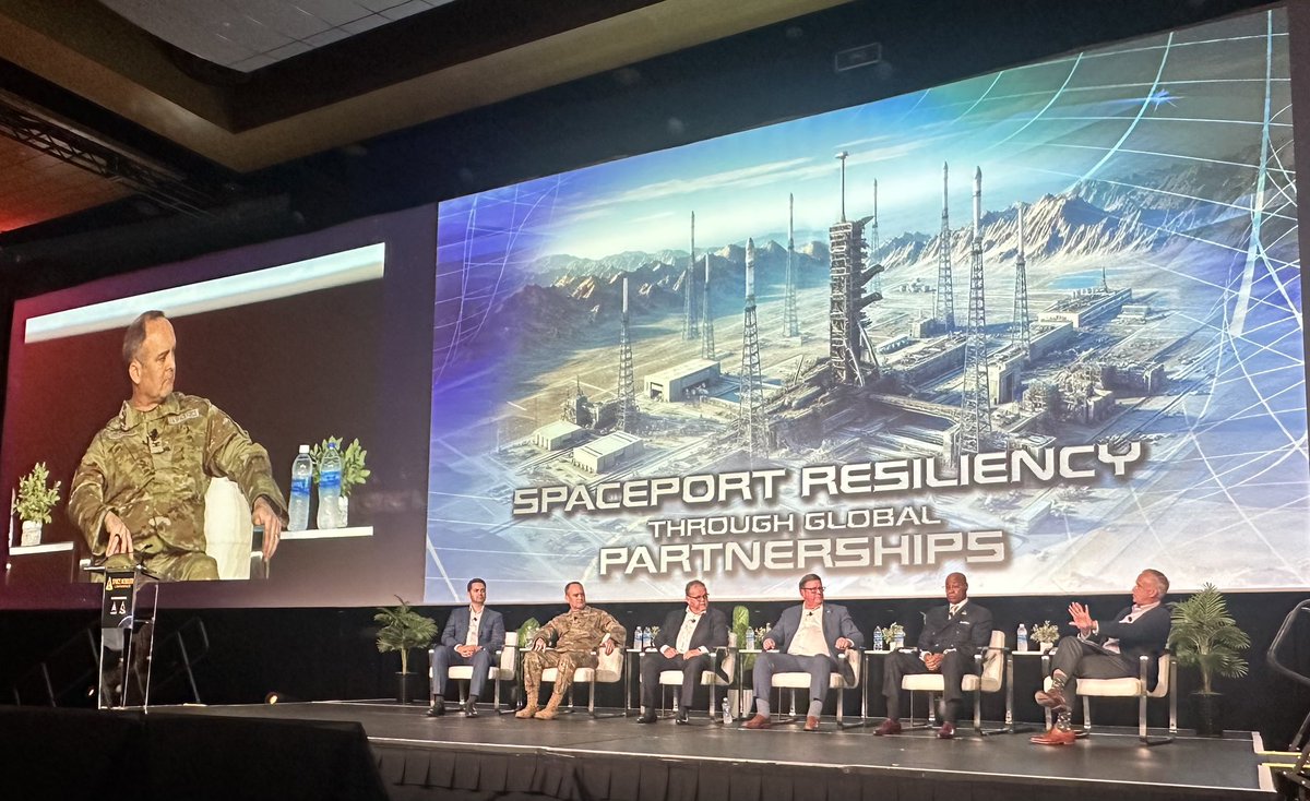 USSF_SSC's tweet photo. #SpaceSystemsCommand’s Col Mark Shoemaker, Vandenberg SLD 30 Commander along w/Assured Access to Space Exec Dir John Steinmeyer & Tech Dir Mark Bontrager took part in today’s #SpaceMobilityConference panel: Improving Spaceport Resiliency Through Global Partnerships. #USSF https://t.co/vlYtyYJxYd