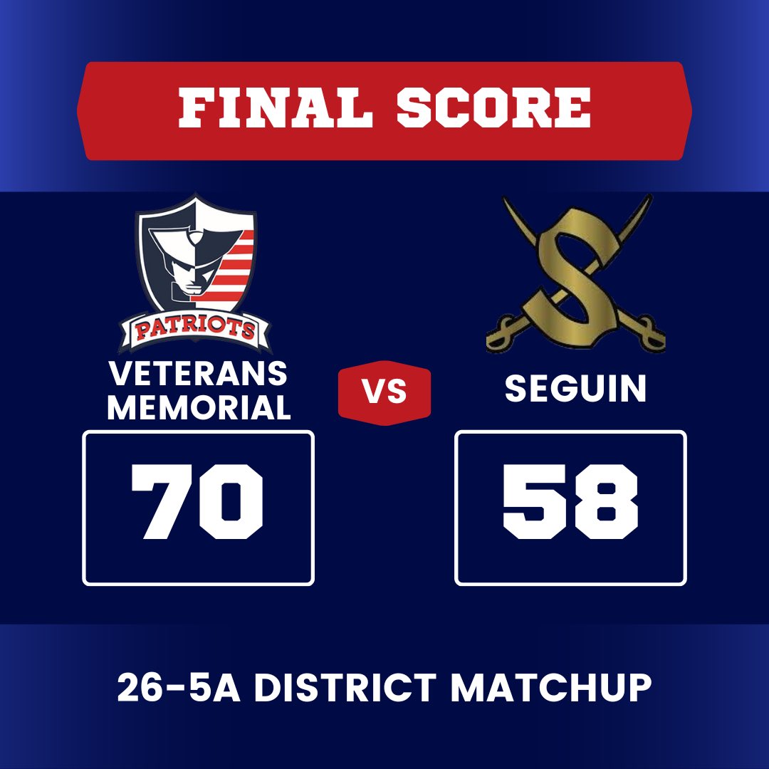 SA VMHS Patriots Basketball (@hoopsvmhs) on Twitter photo Huge district win‼️
10-0 in district play
#ACTS #FAMILY #SOB 
<a href="/JISD_ATHLETICS/">Judson ISD Athletics</a> <a href="/SAVeteransHS/">Veterans Memorial High School</a> <a href="/JudsonISD/">Judson ISD 🍎</a> <a href="/ExpressNews/">San Antonio Express-News</a> Huge district win‼️
10-0 in district play
#ACTS #FAMILY #SOB 
<a href="/JISD_ATHLETICS/">Judson ISD Athletics</a> <a href="/SAVeteransHS/">Veterans Memorial High School</a> <a href="/JudsonISD/">Judson ISD 🍎</a> <a href="/ExpressNews/">San Antonio Express-News</a>
