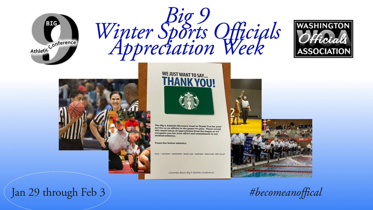 It's Big 9 Winter Sports Officials Appreciation Week.   Huge thanks to all the officials that work our games from the Freshman level to the Varisty level.  Without you it is just recess.   EASTMONT APPRECIATES YOU and the @woaofficials !  #sayyestoofficiating #becomeanofficial