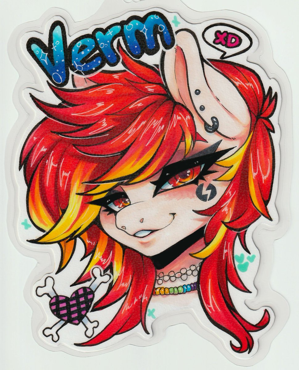 Looking forward to HarmonyCon this year! The first badge of the con is for <a href="/LazySundayAD/">Verm</a> of their mare Verm!