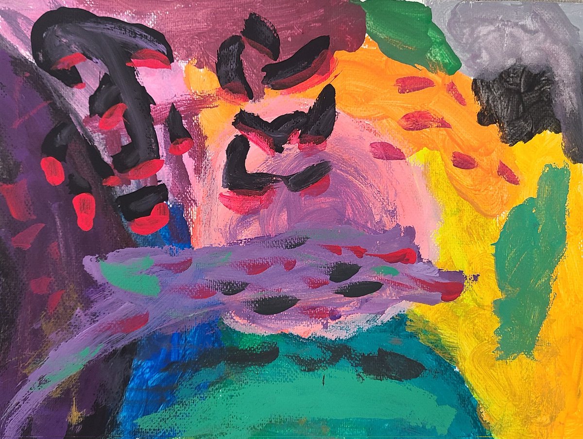 MissLugo_'s tweet photo. 5th grade discussed representational vs. abstract art before starting their abstract painting. We experimented with color mixing, composition, and a variety of paint applications.  @BrightAcadFISD #FISDfineartsleads https://t.co/0zzAuwWPPQ