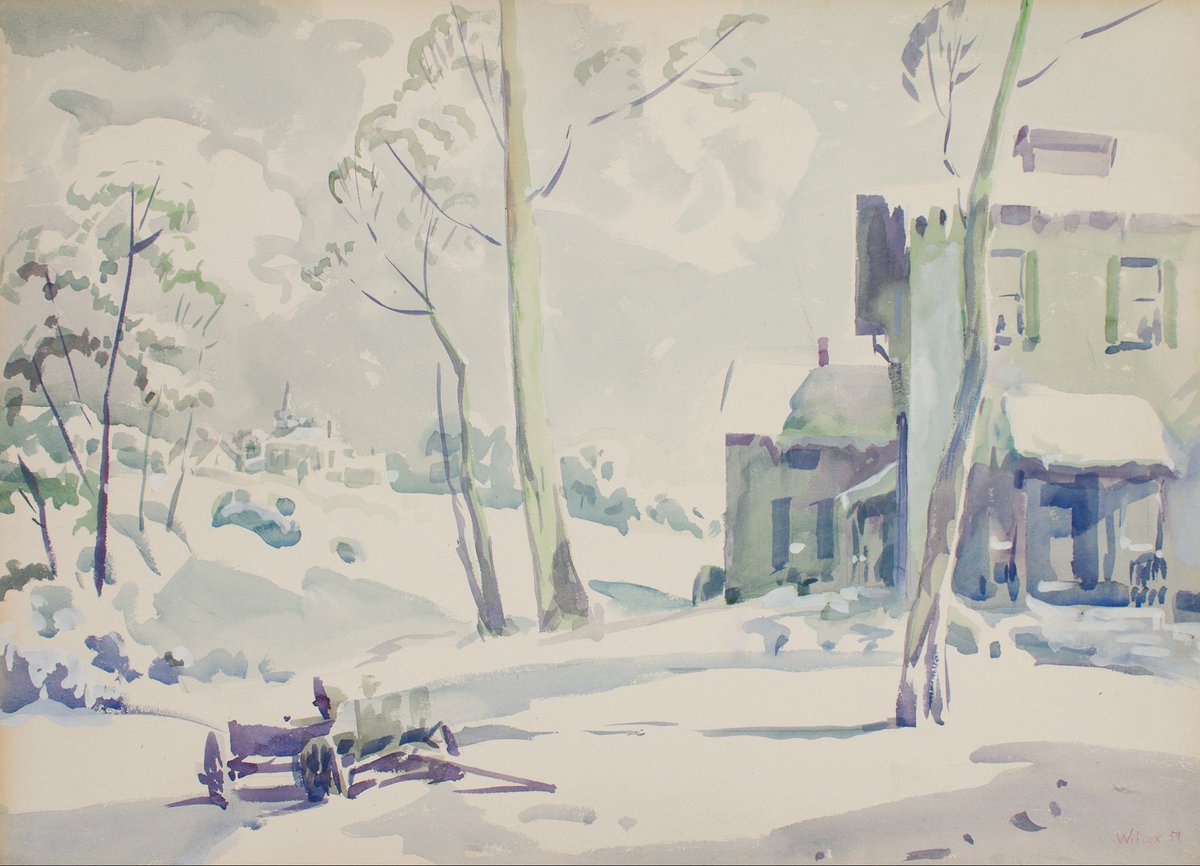 After the Blizzard (1959) Watercolor landscape by Cleveland painter Frank N. Wilcox (1887-1964)