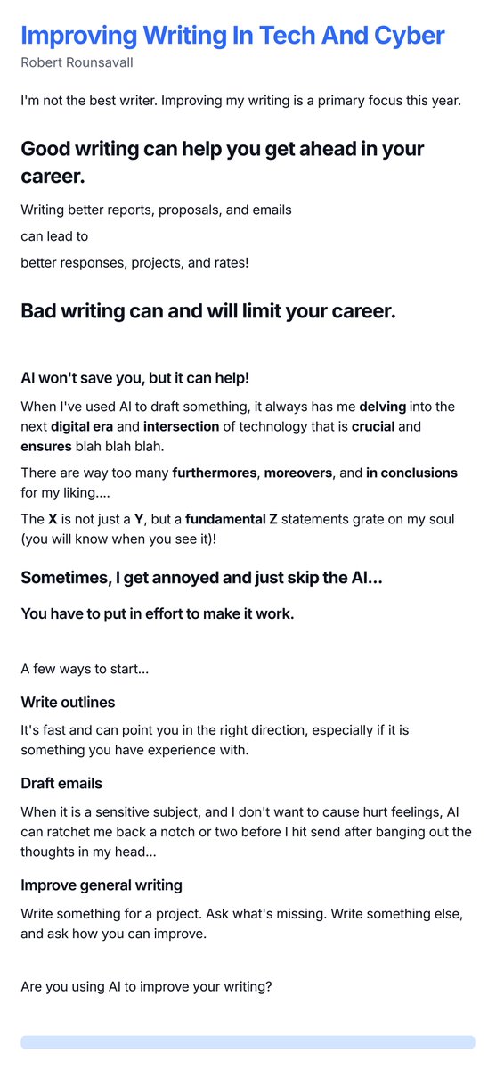 I'm really trying to improve my writing this year. To start, I'm wrapping up the January Ship 30 for 30 writing course by @Nicolascole77 and @dickiebush. It's been great!