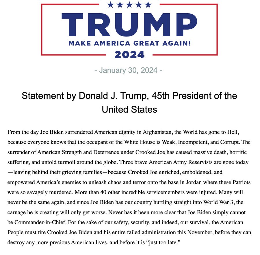 Read this statement by President Donald J. Trump (@realDonaldTrump):