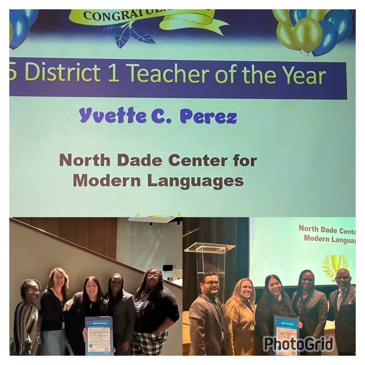 A pleasure celebrating our Teacher of the Year, Mrs. Perez at the District 1 Town Hall Meeting! Thank you @docstevegallon !! @NorthDadeCML @MDCPSNorth @YeseniaAponte05 @alexsantoyo75