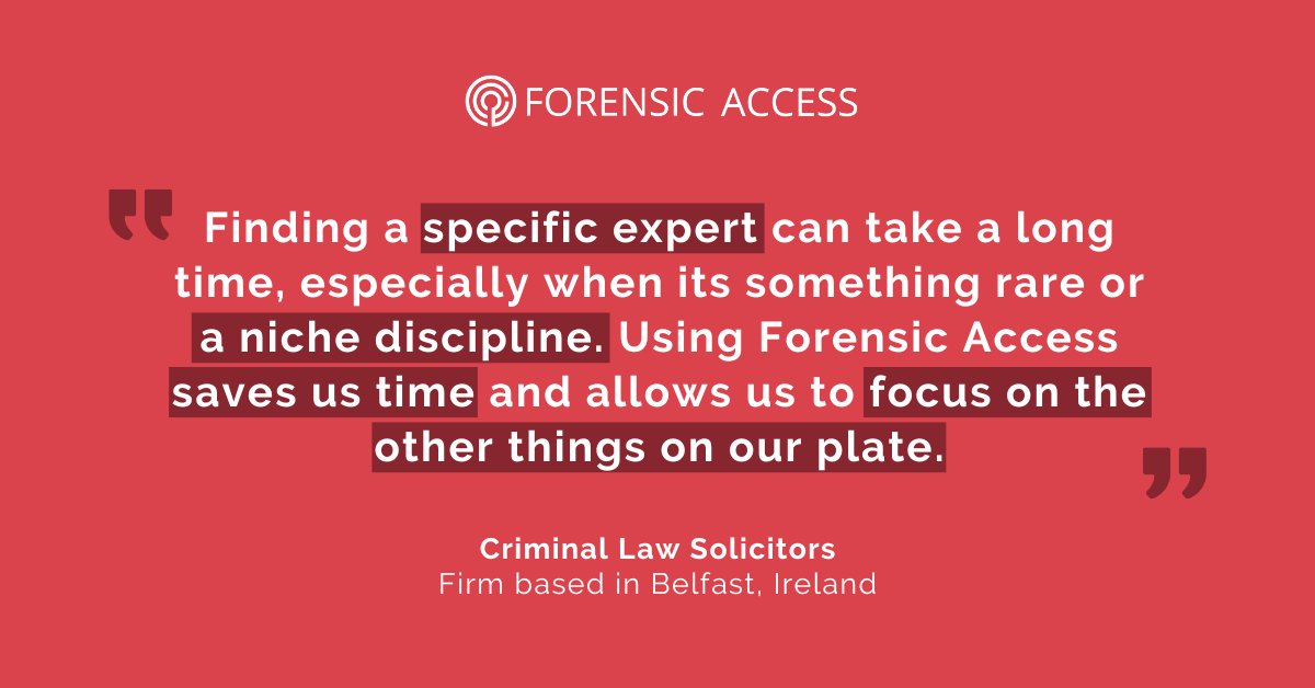 ForensicAccess's tweet image. Finding and managing niche or multiple #expertwitnesses can be time-consuming and adds pressure to an already packed schedule for defence #legalteams.

Work with our #casework team: ow.ly/y4cR50MTTG3

#solicitors #forensicreports