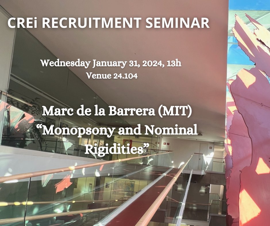 Today Recruitment seminar at 13h. See complete list of our Recruitment Seminars at: crei.cat/recruitment-se…………………… @iCERCA